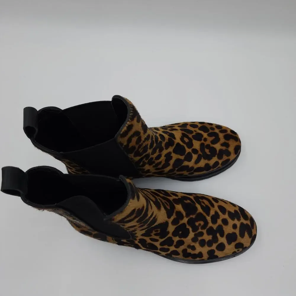 Aerosoles Camila Chelsea Boot in Leopard Print Combo Leather Size 7